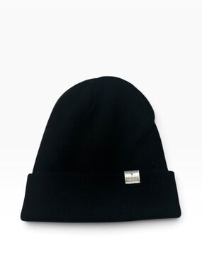 YANIBEST Black Knit Satin-Lined Cuffed Winter Beanie Hat